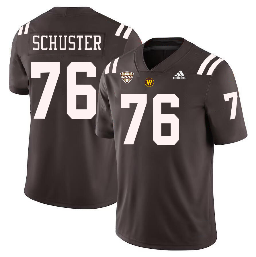 #76 Chad Schuster Western Michigan Broncos College Football Jerseys Stitched-Brown